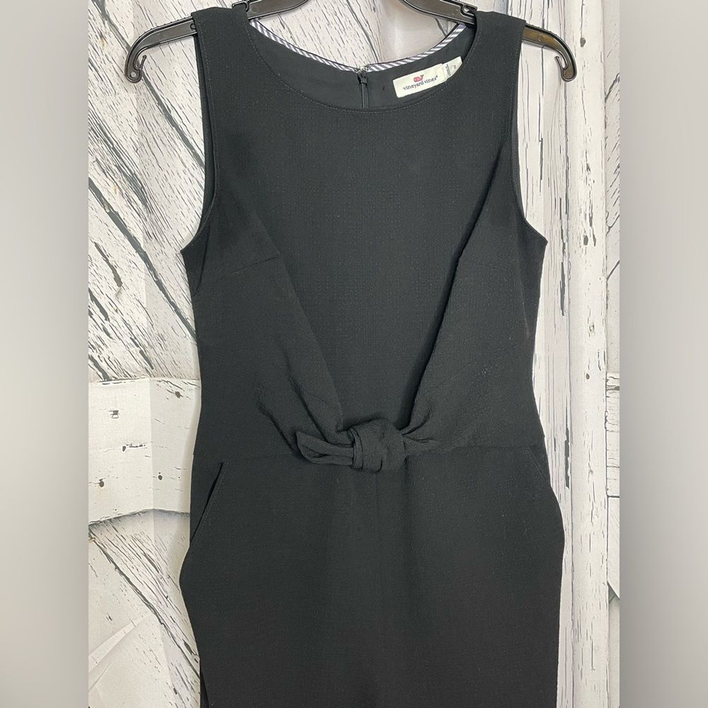Vineyard Vines Black Seersucker Jumpsuit Sleeveless Size 2 - Picture 5 of 10